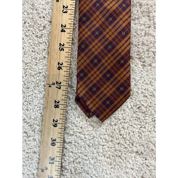 A. Picci Seta Di Como  Mens Neck Tie Silk Brown Striped Plaid Italy - Picture 7 of 7